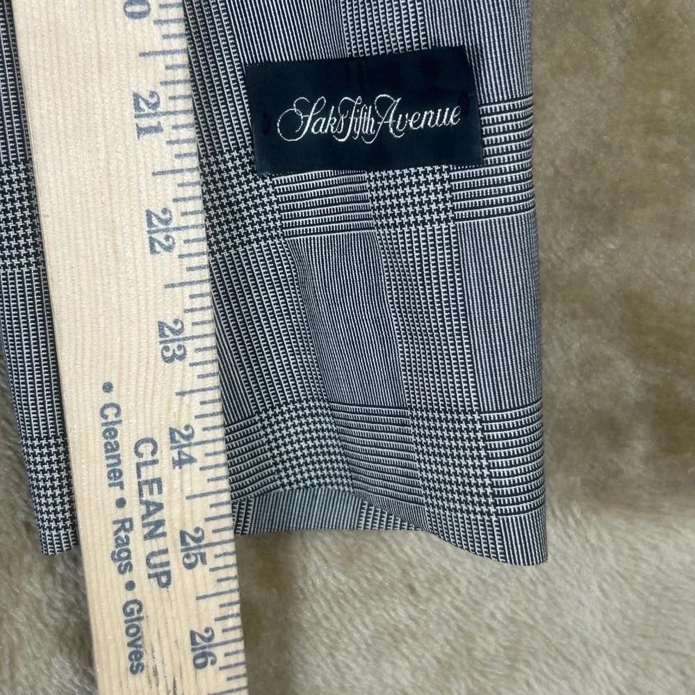 Saks Fifth Avenue Mens‎ Gray Glen Plaid Virgin Wool Two Button Blazer Sport Coat